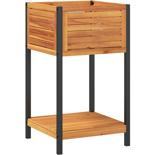 Maison Chic Vrtno cvetlično korito - Cvetlični Lonec s polico 45x45x80 cm akacija in jeklo, (21789795) Slike