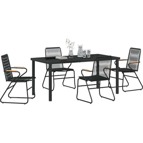vidaXL 5-dijelni set vrtne blagovaonice crni PVC ratan Cene