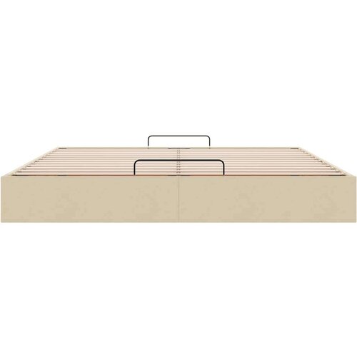 VidaXL Otomanski okvir kreveta bez madraca krem 180x200 cm od tkanine Slike