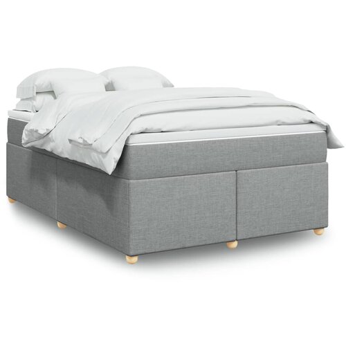 VidaXL Krevet box spring s madracem svjetlosiva 160x200 cm tkanina Slike