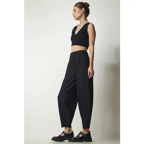 Happiness İstanbul Women's Black Casual Striped Baggy Pants