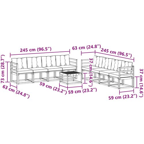  Set vanjskih sofa 9 kom. Prirodna i svijetlo siva Slike