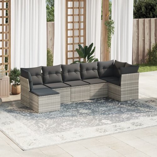 vidaXL 7-dijelni set vrtnih sofa svjetlosivi od poliratana Cijene