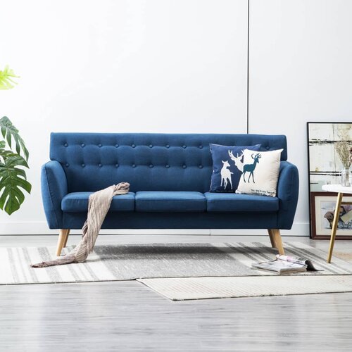 VidaXL Trosjed s presvlakom od tkanine 172 x 70 x 82 cm plavi Slike