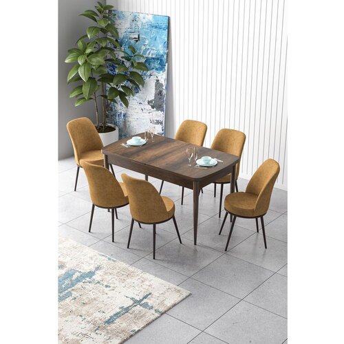 Hanah home Zen - Baroque, Cappuccino BaroqueCappuccino Extendable Dining Table & Chairs Set (7 Pieces) Cene
