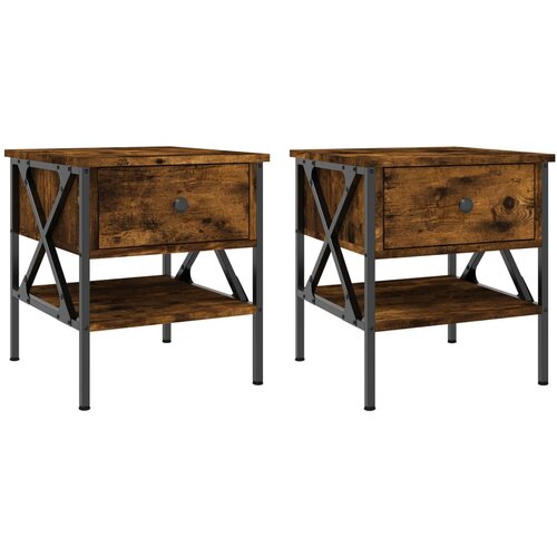 Maison Chic Dvo delni komplet Nočne omarice - Nočne mize dimljeni hrast 40x42x45 cm inženirski les, (21688925) Slike