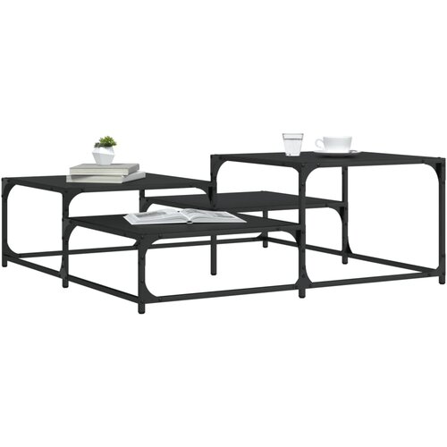 VidaXL Stolić za kavu crni 107x107x40 cm od konstruiranog drva Slike