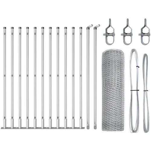 VidaXL Heksagonalna ograda 0.6 x 25 m od pocinčanog čelika, Ograde sa postoljem 13 kom &amp;Oslash;32mm 70cm od pocinčanog čelika Slike