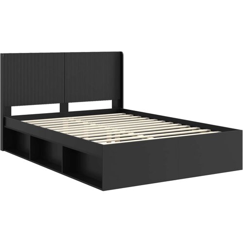  Okvir za krevet s pohranom i uzglavljem Crna 135 x 190 cm Slike