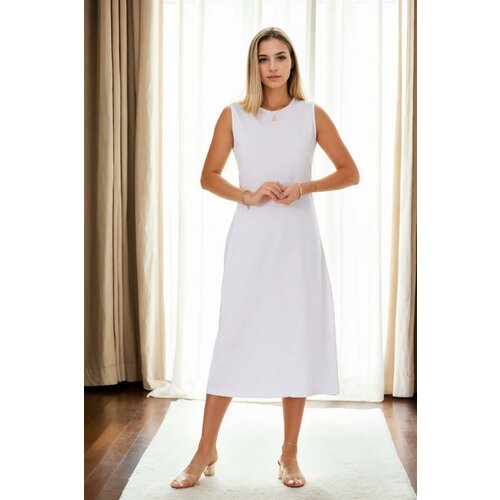 Dewberry E4385 Womens Long Dress-WHITE Cene
