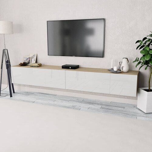 TV ormarići od iverice 2 kom 120 x 40 x 34 cm boja hrasta i bijela Slike