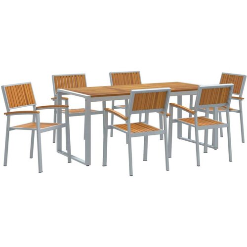  Set za blagovanje na otvorenom od 7 dijelova od čvrstog drva akacije i metala Cijene