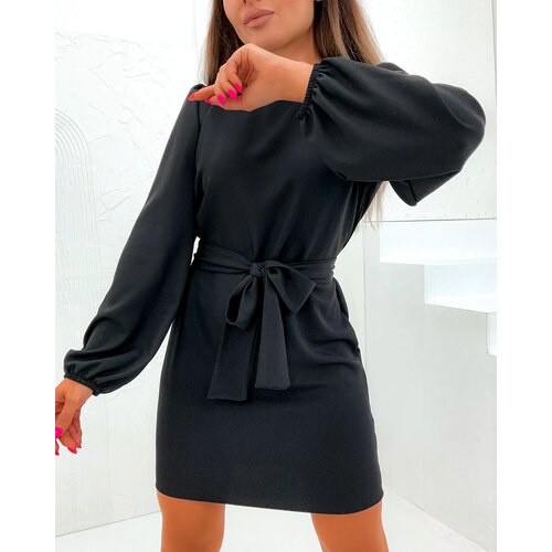 Resti Black women's short dress with buff sleeves Cijene