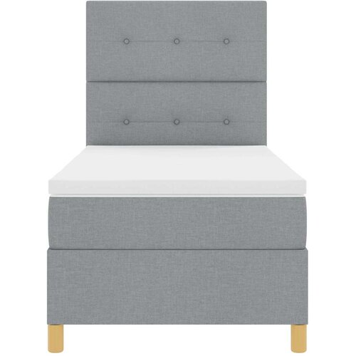  LED Box Spring Krevet Svijetlo siva 90 x 200 cm tkanina Svjetlosiva Slike