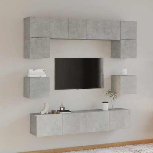 The Living Store Komplet TV omaric 8-delni betonsko siv konstruiran les - Komplet TV Omaric, (21374800) Slike