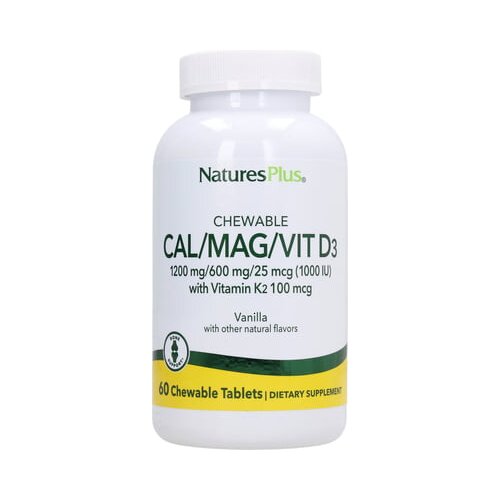 Nature&amp;#039;s Plus kalcij/Magnezij/Vitamin D3 z Vitaminom K2 žvečilne tablete - okus vanilije Slike
