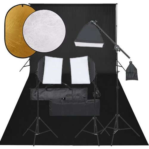 vidaXL komplet za foto studio z lučmi, ozadjem in odbojnikom Cene