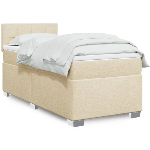  The Living Store Box spring postelja z vzmetnico krem 90x190 cm blago - Box Spring Postelja, (21514621)