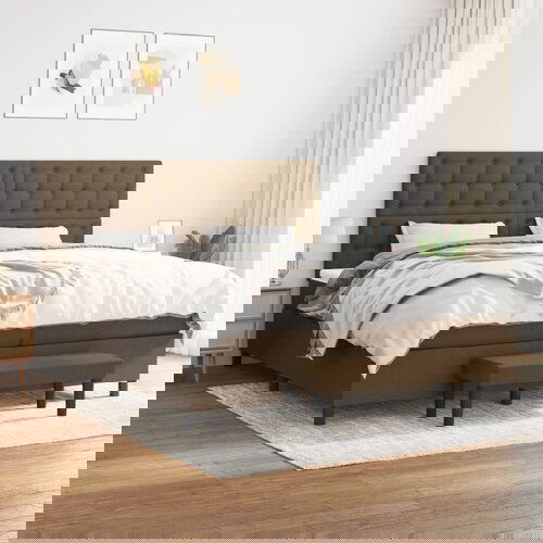The Living Store Box spring postelja z vzmetnico temno rjav 200x200 cm blago - Box Spring Postelja, (21517455) Cene