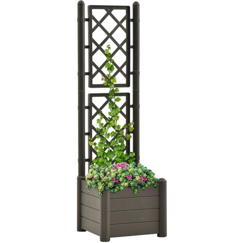 VidaXL Vrtno cvetlično korito z oporno mrežo 43x43x142 cm PP antracit Slike