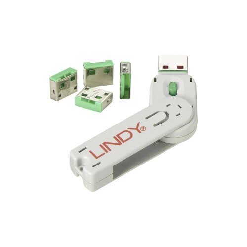 Lindy brava USB priključka (4 komada) s ključem: ZELENI USB-portblocker zelena USB-Lock + Key Cijene