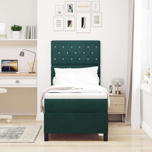 VidaXL Box Spring Krevet s Madracem Tamno Zelena 80x200 cm Bar&amp;scaron;un Slike