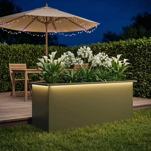  Vrtna posuda za sadnju s LED svjetlom Maslinastozelena - Maslinastozelena 40 x 100 x 40 cm 1 Slike