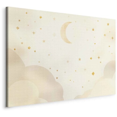  Slika - Bright Night - Moon Accompanied by Many Stars on a Light Background 120x80 Na talijanskom platnu Cijene