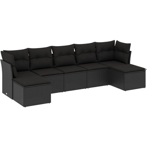 Maison Chic Seti vrtnega pohištva - Vrtna garnitura - Vrtni pohištvo set 7-delna z blazinami črn poli ratan, (21803108) Cene