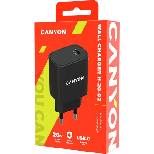 Canyon power adapter canyon H-20-02 pd 20W usb-c black (CNE-CHA20B02) Cene