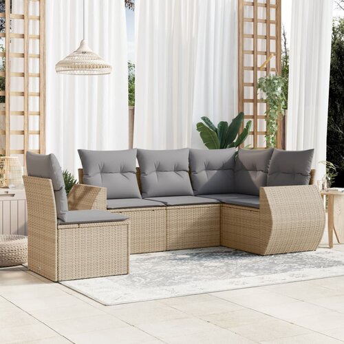 vidaXL 5-dijelni vrtni set sofa s jastucima bež od poliratana Cijene