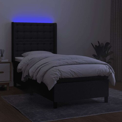 vidaXL Krevet box spring s madracem LED crni 100x200 cm od tkanine Cijene