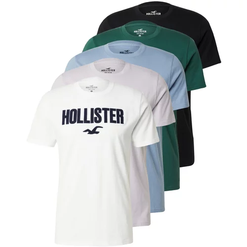 Hollister Majica nebesko plava / smaragdno zelena / crna / bijela
