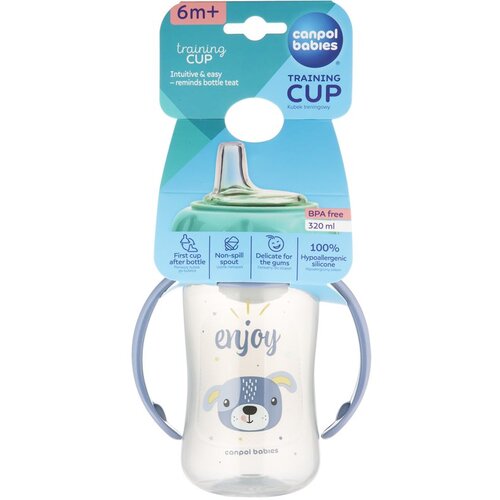 Canpol Cute Animals Training Cup otro&amp;scaron;ki lonček Dog 6m+ 320 ml Slike