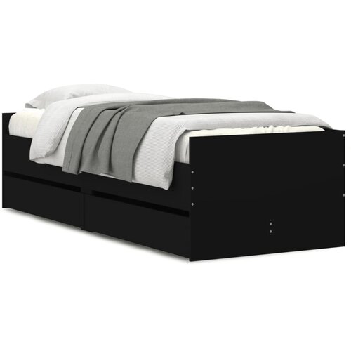  Okvir kreveta s ladicama crni 75 x 190 cm konstruirano drvo Slike