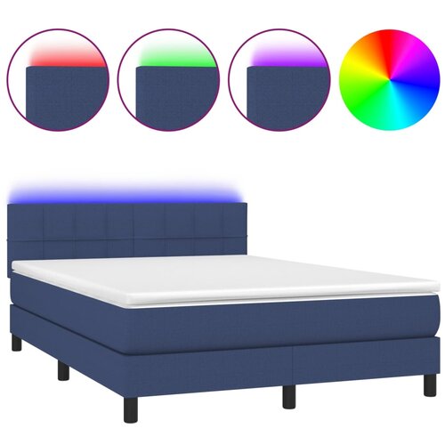 Maison Chic Box spring postelja - Vzmetna postelja z vzmetnico LED modra 140x200 cm blago SL15250, (21903816) Cene