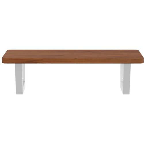  Zidna polica za umivaonik od čelika i masivne hrastovine Smeđa 60 x 40 x 2.5 cm Slike