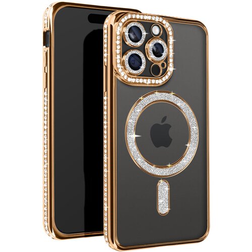 AVIZAR diamond case za iphone 15 pro max zaščita magsafe contour strass, zlata, (5000011307) Cene