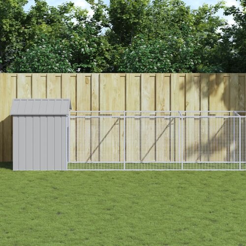 VidaXL Kućica za pse s krovom svjetlosiva 117 x 1017 x 123 cm čelična Slike