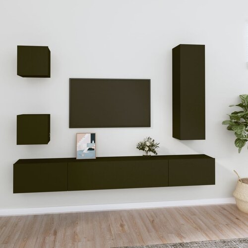 The Living Store Komplet TV omaric 5-delni črn inženirski les - Komplet TV Omaric, (21427927) Cene