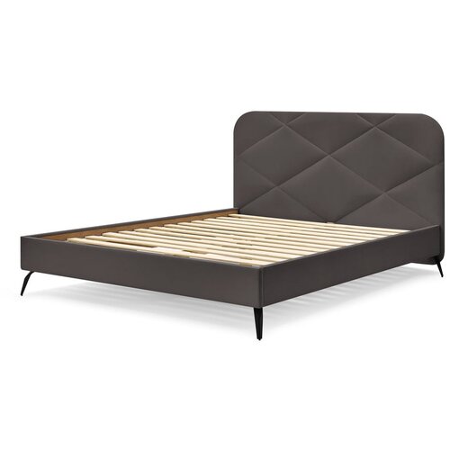 Bobochic Paris Temno siva oblazinjena zakonska postelja z letvenim dnom 140x190 cm Prune – Cene