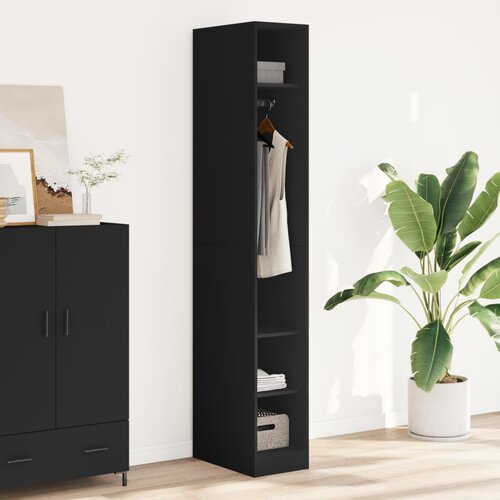  The Living Store Garderobna omara črna 30x50x200 cm inženirski les - Garderobna Omara, (21458325) Slike