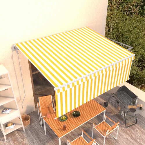 vidaXL avtomatsko zložljiva tenda s senčilom 4x3 m rumena in bela Cene