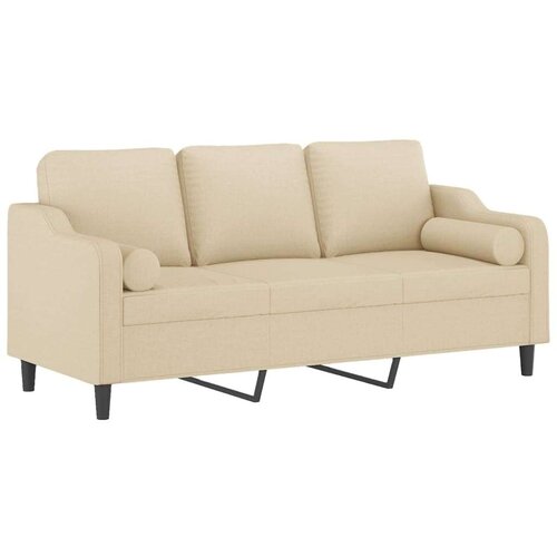 VidaXL Trosjed s ukrasnim jastucima krem 180 cm od tkanine Slike