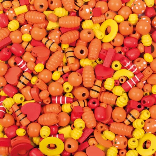 Playbox Drvene perle za kuhanje u žutim i crvenim bojama, mješoviti set od 250g. Cene