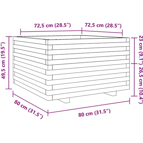  Vrtna sadilica vo&amp;scaron;tano smeđe boje 80x80x49,5 cm od borovine Slike