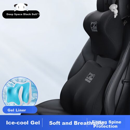  Icaroom Set jastuka za vrat i leđa za auto sedi&amp;scaron;te, Crni Slike