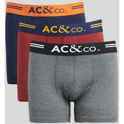 AC&Co / Altınyıldız Classics Men's Navy-burgundy-anthracite 3-pack of Flexible Boxers with Cotton.
