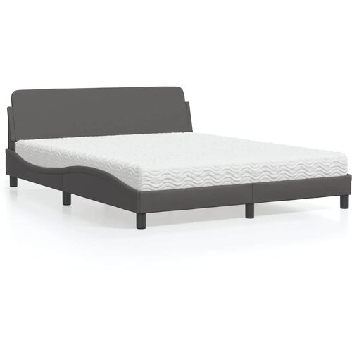  Krevet s madracem Dover sivi 160 x 200 cm od umjetne kože Cene