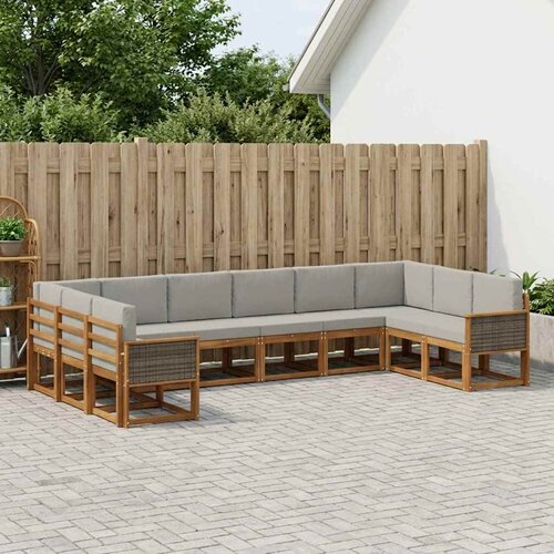  Set vanjskih sofa 10 kom. Prirodna i svjetlosiva Smeđa 363 x 187,5 x 73 cm Slike